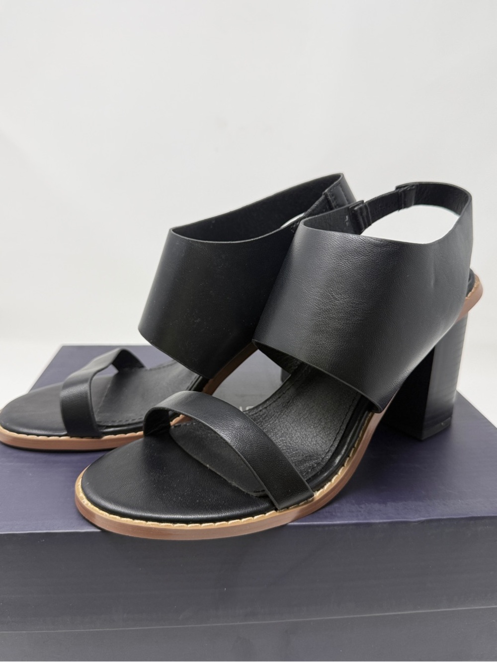 French Connection Black Block Heel Sandals